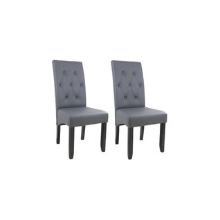 Cuba Lot De 2 Chaises De Salle A Manger - Simili Gris - Style Contemporain - L 49 X P 65 Cm