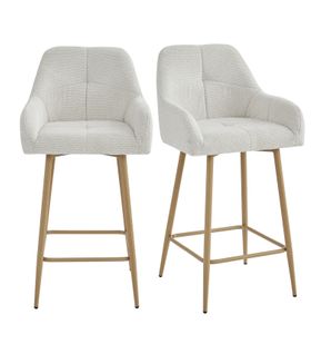 Lea-fauteuil De Bar En Tissu Ikon Coloris Lin Et Métal Chêne (x2)