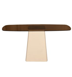 Dylon-console En Verre Fumé Et Métal Ivoire