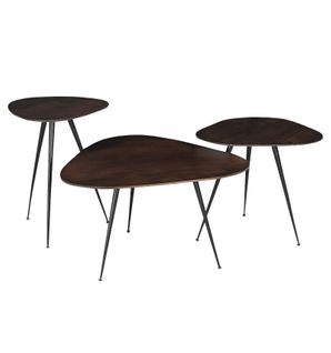 Loris-set De 3 Tables Basses En Bois Massif Brun