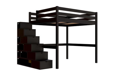 Lit Mezzanine Bois 160x200 Avec Escalier Cube Sylvia