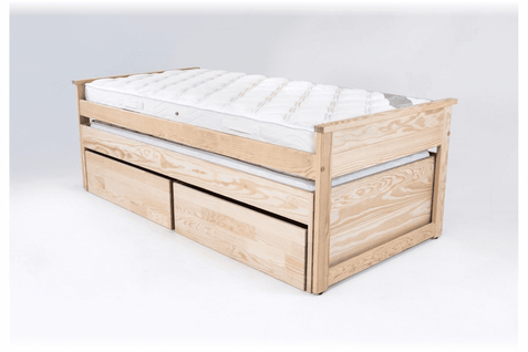 Lit Gigogne 90x200 Maxi En Bois + Tiroirs De Rangement
