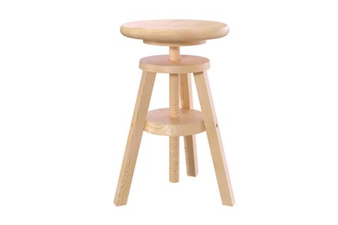 Tabouret À Vis En Bois, Couleur: Vernis Naturel