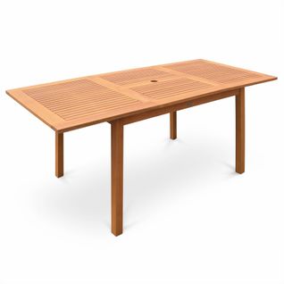 Table De Jardin En Bois 120-180cm - Almeria - Table Rectangulaire Avec Allonge Eucalyptus Intérieur