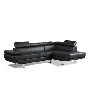 Canapé D'angle Droit En Simili (pu) Noir - Hudson