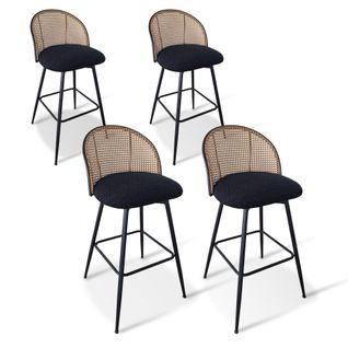 Lot De 4 Tabourets De Bar Noires - Neo