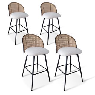 Lot De 4 Tabourets De Bar Blanches - Neo