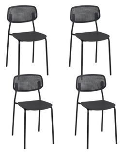 Lot De 4 Chaises De Cuisine Empilables Aza (noir)