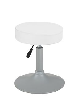 Petit Tabouret Simili Rond Rembourré Pivotant Hauteur Réglable 43 à 57 Cm Yu (blanc Gris)