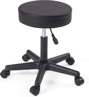 Tabouret à Roulettes Siège Rond Simili Rembourré Pivotant Hauteur Réglable Ye (noir)