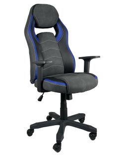 Chaise Gamer Siège Basculant Simili Alcantara Hauteur Réglable Pivotant Roulettes Souples Azul