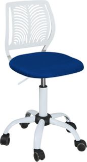 Chaise Bureau Enfant, Hauteur Réglable, Pivotante SAWI (Blanc Bleu)