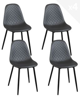 Lot 4 Chaises Salle à Manger Similicuir Pieds Métal Nova (anthracite)