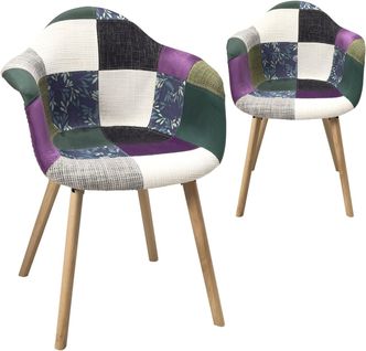 Lot De 2 Chaises Scandinaves Avec Accoudoirs, Nera (patchwork Méditerranéen)