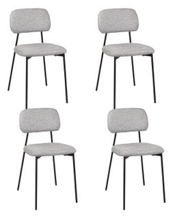 Lot De 4 Salle à Manger Design Tala, Tissu Mélangé (gris)