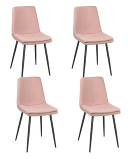 Lot De 4 Chaises Design Yam, Tissu à Rayures (rose)