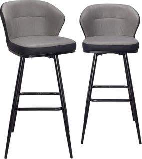 Chaise De Bar Pivotante Matelassée, Hauteur Assise 72 Cm, Lot De 2, Dana (gris Et Noir)