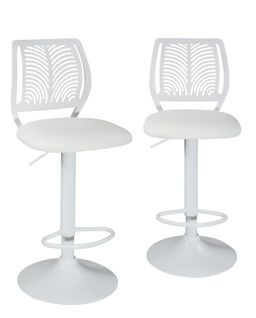 Lot 2 Chaises De Bar Coussin Simili, Pivotant Hauteur Réglable Sawa (blanc Intégral)