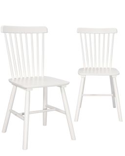 Lot De 2 Chaises Bistrot En Bois Massif Mona, Style Rétro à Barreaux (blanc)
