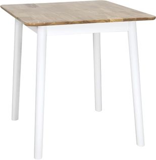 Table Cuisine Carrée Bois Massif  75x75cm 2 Personnes Nita (bois Clair Blanc)