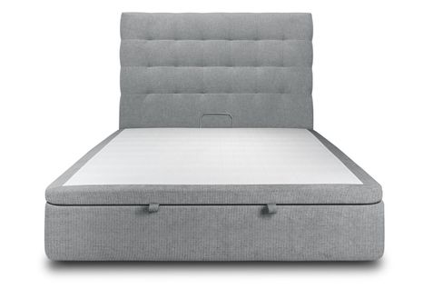 Lit Coffre 200x200cm Avec Tête De Lit Capitonnée Tissu Gris Anthracite - Hauteur Totale : 39cm