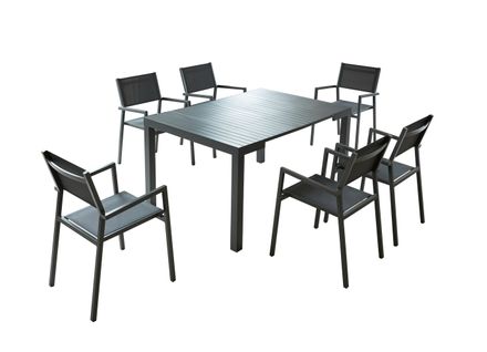 Olhao - Console Extensible Aluminium + 6 Chaises