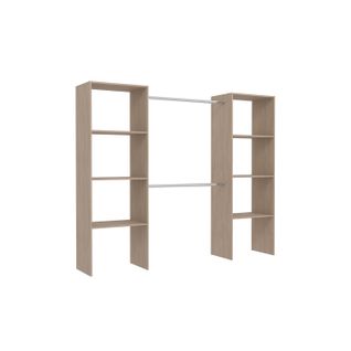 Elysée - Dressing Bois Avec 6 Étagères Et 2 Penderies : 220 X 40 X 180 Cm