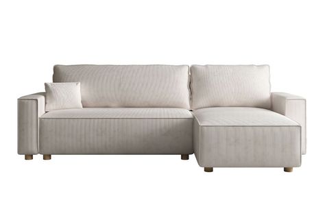 Cosy - Canapé Convertible D'angle En Velours Côtelé Beige