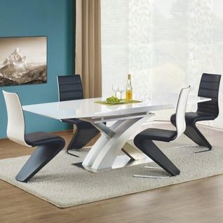 Table à Manger Blanche Laquée Avec Rallonge 160-220cm Elvira