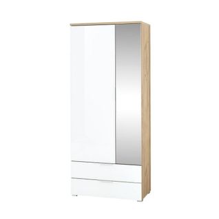Armoire Entrée Scandinave Avec Penderie Et Miroir 196x84x40cm Rosvik