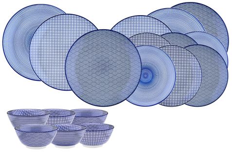 Lot De 18 Set Les Essentiels En Porcelaine Bleu D