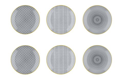 Lot De 6 Assiettes à Dessert En Porcelaine Gris D21
