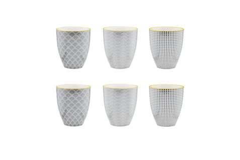 Lot De 6 Mugs En Porcelaine Gris 30cl