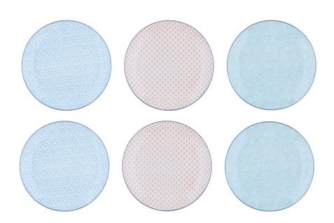 Lot De 6 Assiettes Plates En Porcelaine Multicolore D26