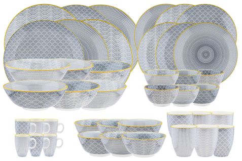 Lot De 42 Set Complet En Porcelaine Gris D