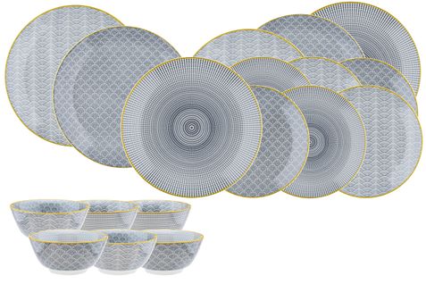 Lot De 18 Set Les Essentiels En Porcelaine Gris D