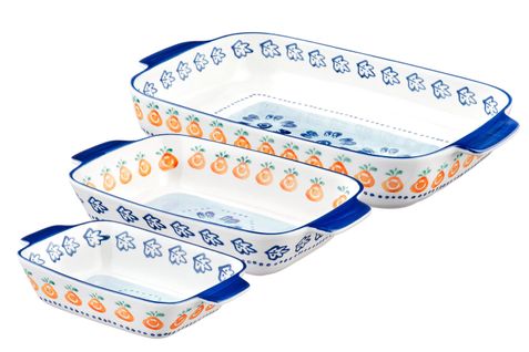 Lot De 3 Plateaux et Plats à Four En Porcelaine De Haute Qualité (grade A), Peinte à La Main Blanc D