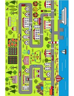 Tapis Enfant City Vert - 80x150cm