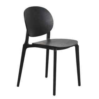 Chaise Noire En Résine, Assise Et Dossier En Bois Naturel Teinté