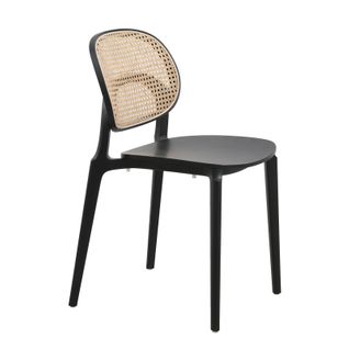 Chaise Noire, Assise Bois Et Cannage Naturel