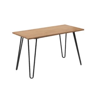 Table Industry 120 X 60 Cm En Métal Noir Mat Et Plateau En Bois Clair - Pieds Épingles