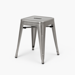 Tabouret Bas Métal Brut Style Galvanisé – Design Industriel - Hauteur 46 Cm