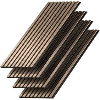 Lot De 4 Panneaux Décoratifs En Mdf 240x60 Cm - Noyer