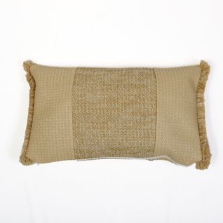 Housse De Coussin Effet Raphia - Rectangle - 50x30cm - Beige Et Noir