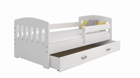 Lit Enfant Miki B6 Blanc  80 X 160 Livré Avec Sommier Et Tiroir