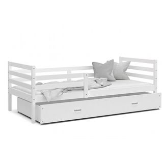 Lit Enfant Malo 90x190  ( Sans Matelas ) Blanc - Blanc Livré Avec Le Sommiers Et Tiroir.