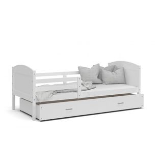 Lit Enfant Matis 90x190  ( Sans Matelas ) Blanc - Blanc Livré Avec Le Sommiers Et Tiroir.