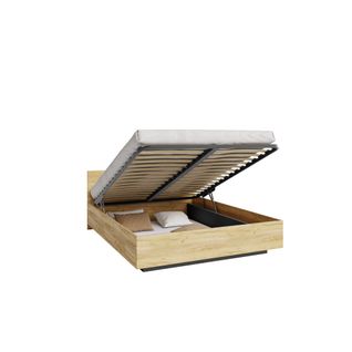 Lit Coffre Lima 160 X 200 Cm Avec Sommier à Lattes Relevable Chêne