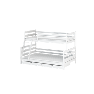 Lit Superposé Fanny 90x200/120x200 Blanc - Blanc Livré Avec Le Sommiers Et Tiroir.