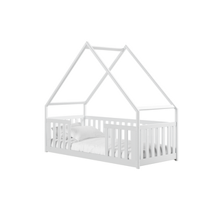 Lit Cabane Lisa 90x200 Blanc - Blanc Livré Avec Sommier